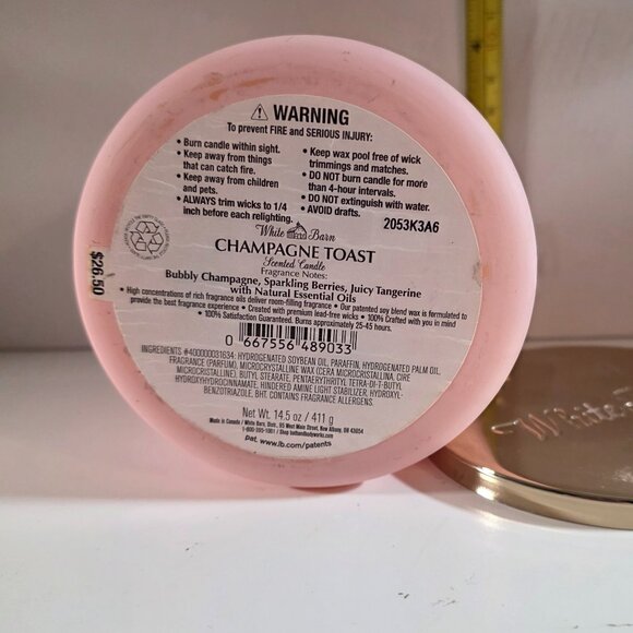 White Barn Champagne Toast 3-wick Candle Used - Picture 2 of 3